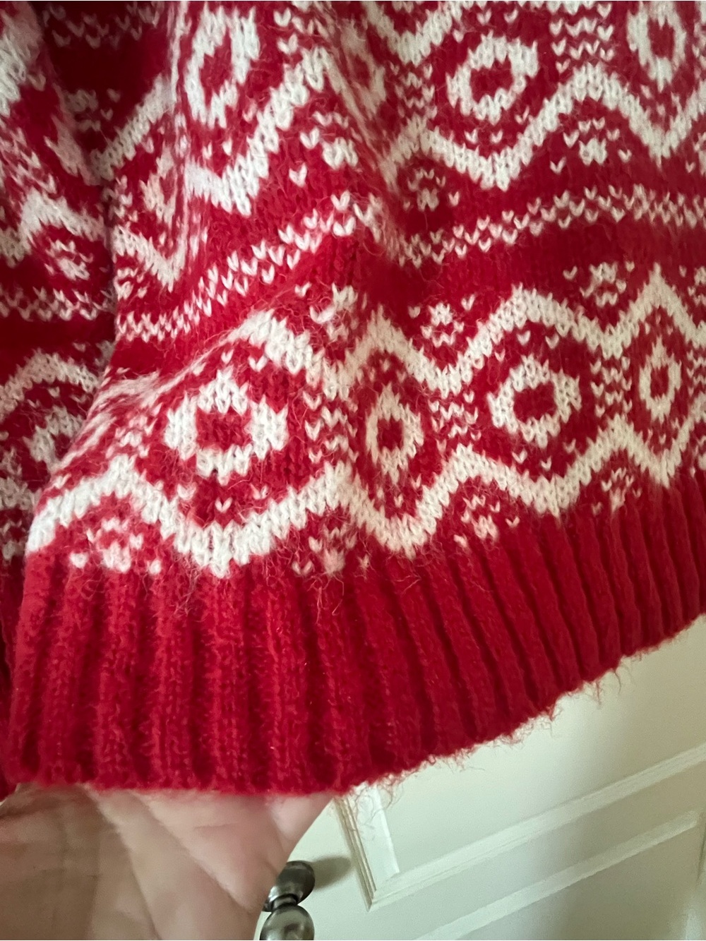 Joseph A. Designer Red & White Fair Isle Turtleneck Sweater Women’s Size 1X - Picture 11 of 14